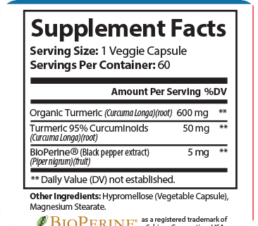 GenuinePurity Turmeric Supplement Facts